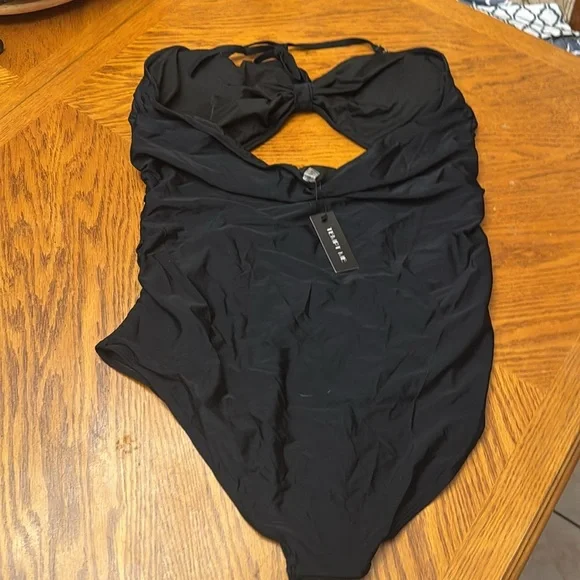 Tempt Me Cutout One Piece Tummy Control High Waisted Halter swimsuit - Picture 4 of 6